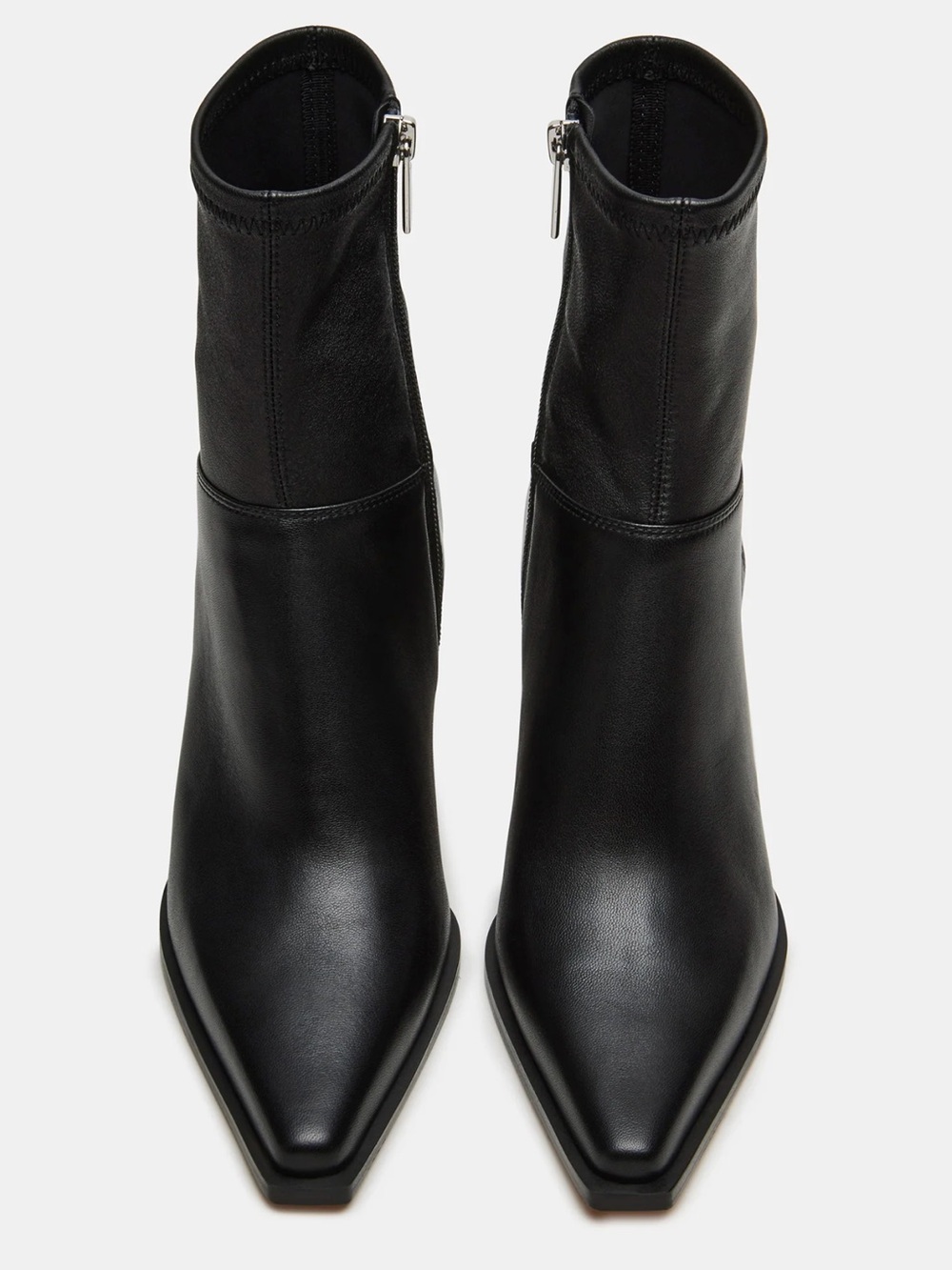 Steve Madden Stasia Black Pointed Leather Ankle Boots with Side Zip - Picture 3 of 10